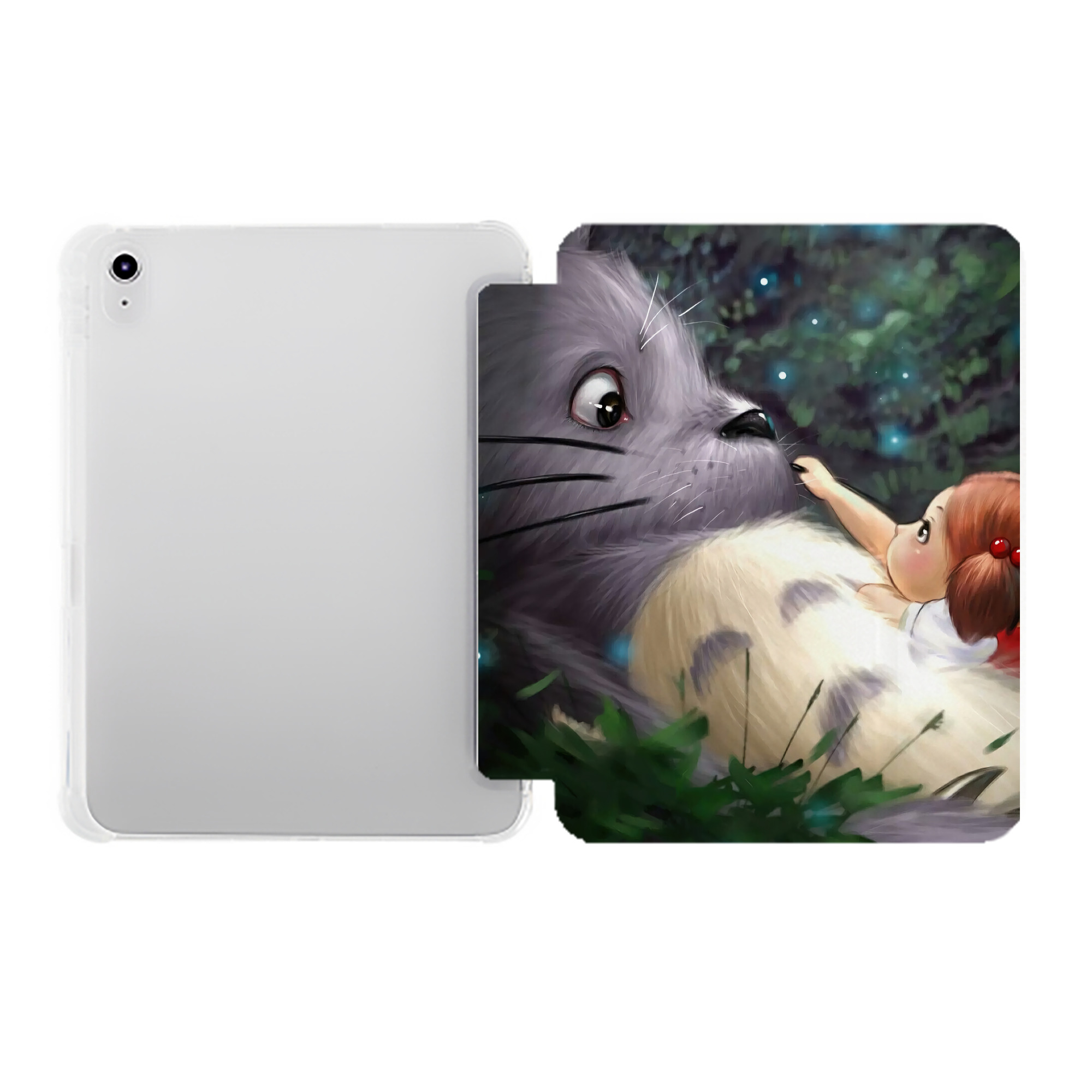 （画像用） となりのトトロ 草壁メイ 草壁サツキ My Neighbor Totoro Satsuki Kusakabe Mei Kusakabe IPad ケース ペン収納付き 三つ折りスタンド PUレザー×シリコン 対応機種9.5/10.5/10.9インチ